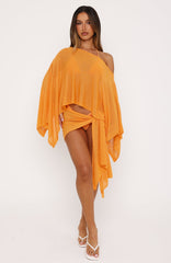 Sunset Silhouette Knit Poncho Top Marigold