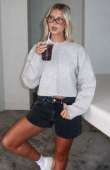 Maddy High Rise Denim Shorts Black Acid