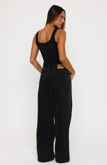 Maeve Low Rise Wide Leg Jeans Black Acid