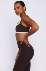 All The Glory Sports Bra Dark Chocolate/White
