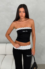 Never In Question Strapless Top Black/White Polka Dot