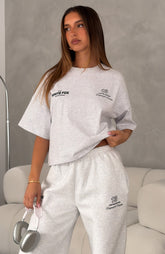 Never Missed Boxy Oversized Tee Grey Marle
