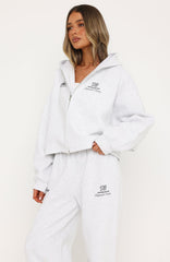Never Missed Oversized Slouch Zip Front Hoodie Grey Marle