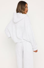 Never Missed Oversized Slouch Zip Front Hoodie Grey Marle