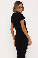 On The Hunt V Neck Top Black