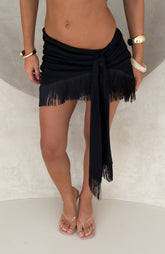 Picture Perfect Moment Fringe Mini Skirt Black