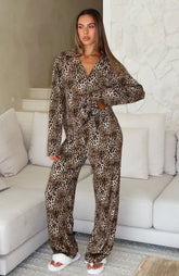 Pillow Talk Printed Long Sleeve Pyjama Set Leopard