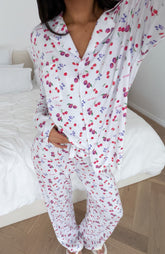 Pillow Talk Printed Long Sleeve Pyjama Set White Berries