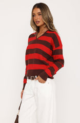 Ramona Knit Sweater Chocolate/Red