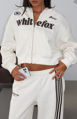 Release 15 Janie Boxy Zip Front Hoodie Off White