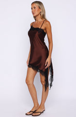 Reminders Of Me Lace Trim Mini Dress Chocolate/Black