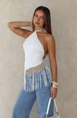 Rough Love Fringe Top Cream