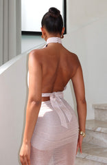 Runway Ready Glitter Halter Top Rose