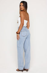 Seren Mid Rise Straight Leg Jeans Mid Blue Wash