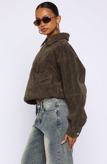 So Easy Faux Suede Jacket Khaki