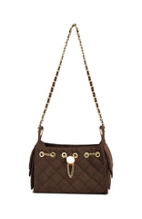 Staria Shoulder Bag Dark Chocolate Faux Suede