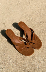 Taya Wedge Caramel Faux Suede