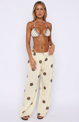 Tropic Muse Pants Cream/Choc Polka Dot