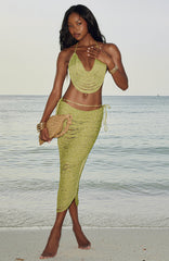 Twisted Desire Fringe Maxi Skirt Kiwi