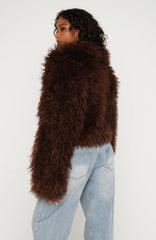 Weekend Away Faux Fur Jacket Chocolate