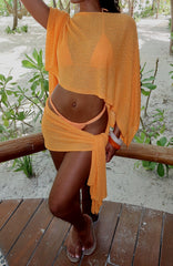 Sunset Silhouette Knit Poncho Top Marigold