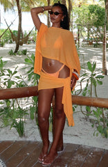 Sunset Silhouette Knit Poncho Top Marigold