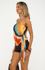 Sheer Intent Strapless Top Golden Ripple