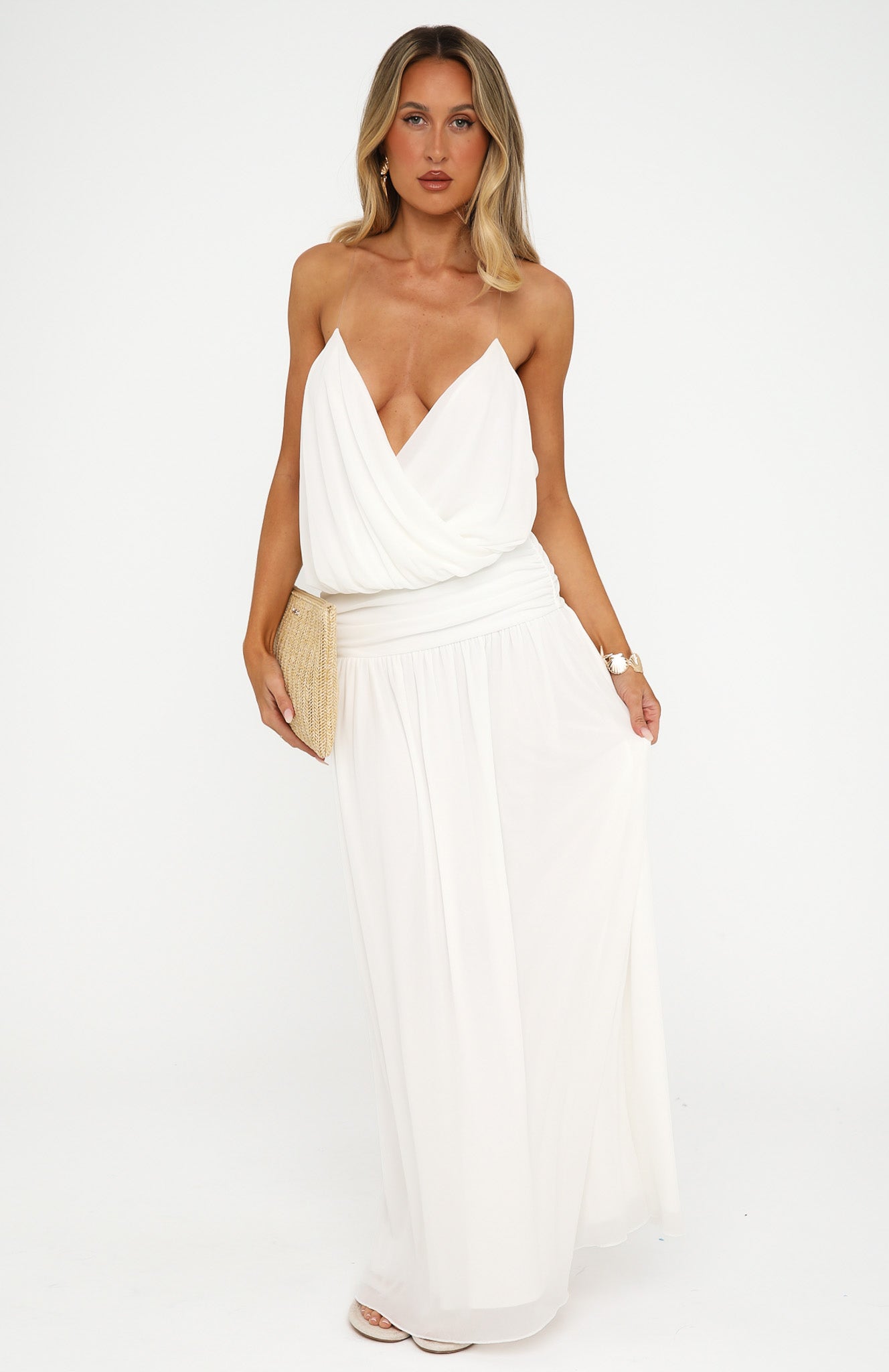 Peachy Keen Maxi Dress White