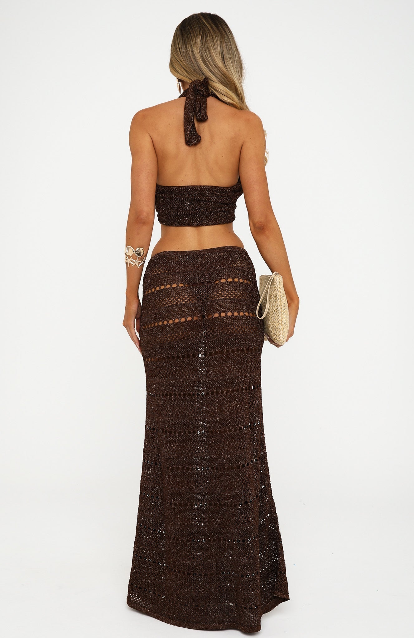 Chiara Crochet Maxi Skirt Chocolate