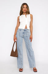 Layla Mid Rise Straight Leg Jeans Light Blue Wash