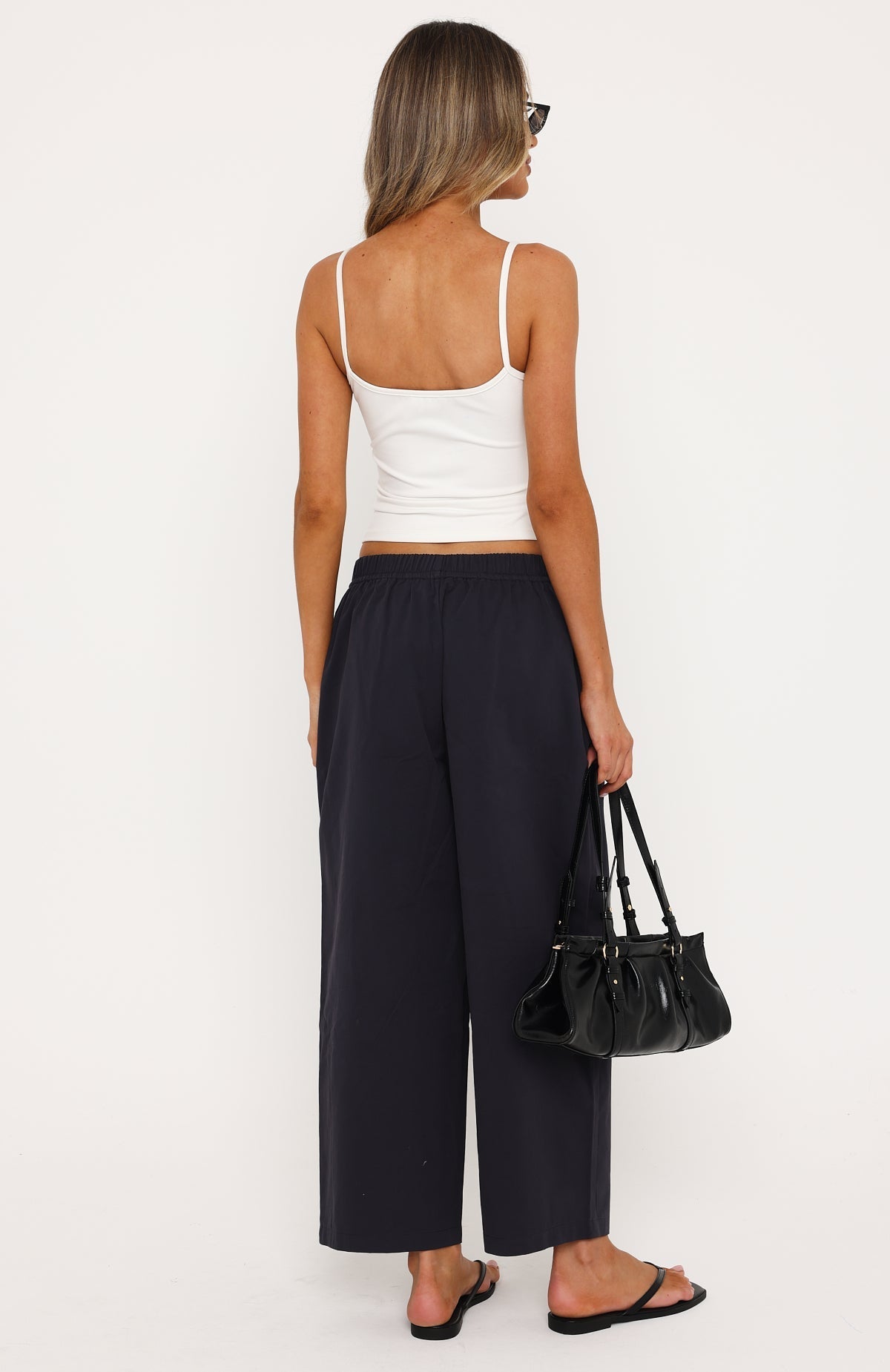Keep Me Satisfied Cropped Barrel Pants Navy