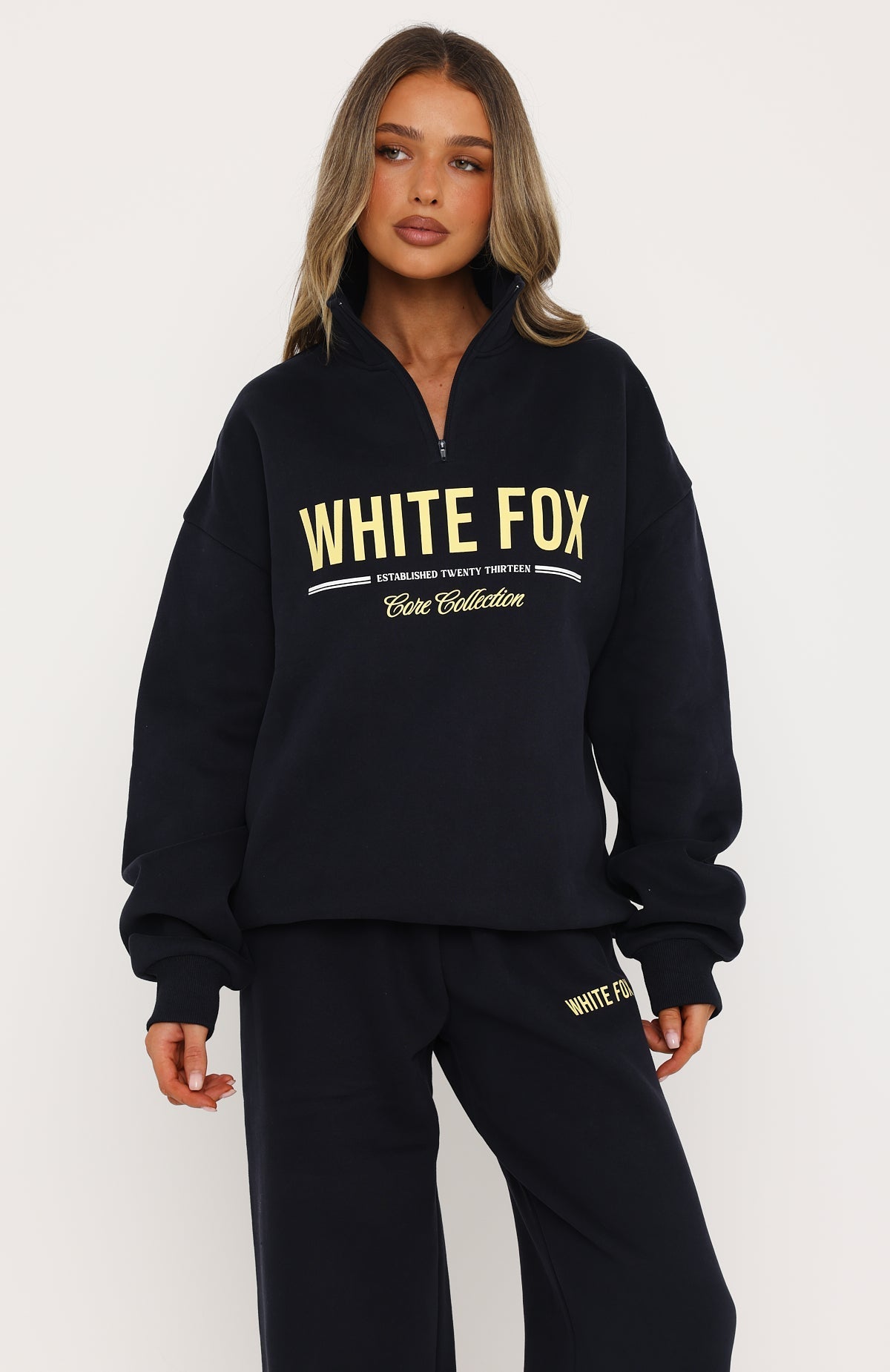 Vibes On Point Quarter Zip Sweater Navy