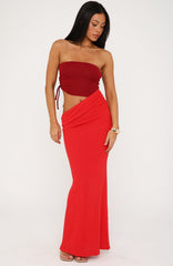 Cute Chaos Strapless Maxi Dress Red