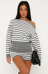 Everything To Everybody Sweater Grey Marle/White Stripe