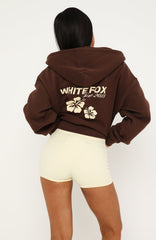Come Catch Me Boxy Zip Front Hoodie Chocolate