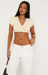 On Her Mind Short Sleeve Cropped Top Butter