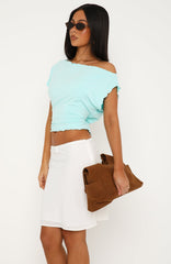 Champagne Fiction Off Shoulder Top Aqua