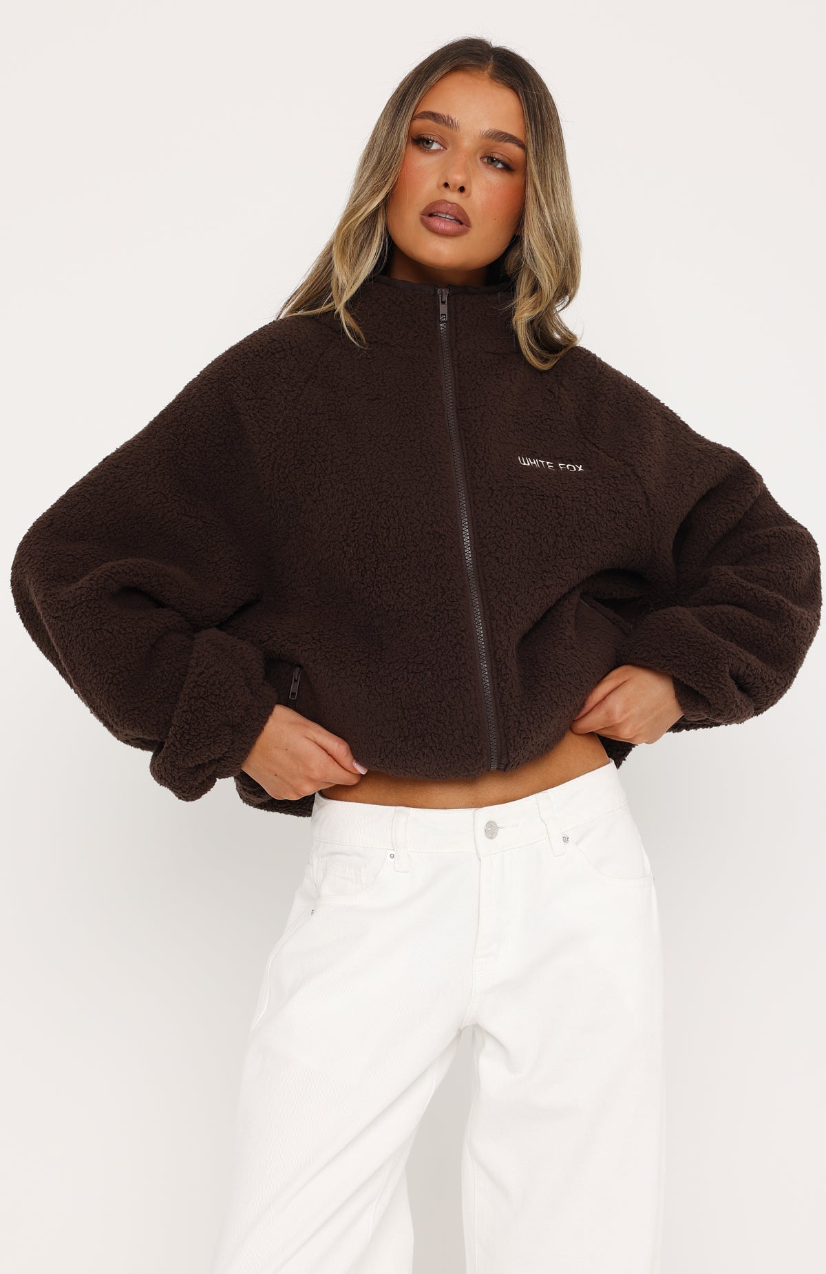 Calm Before The Storm Zip Front Fleece Sweater Chocolate