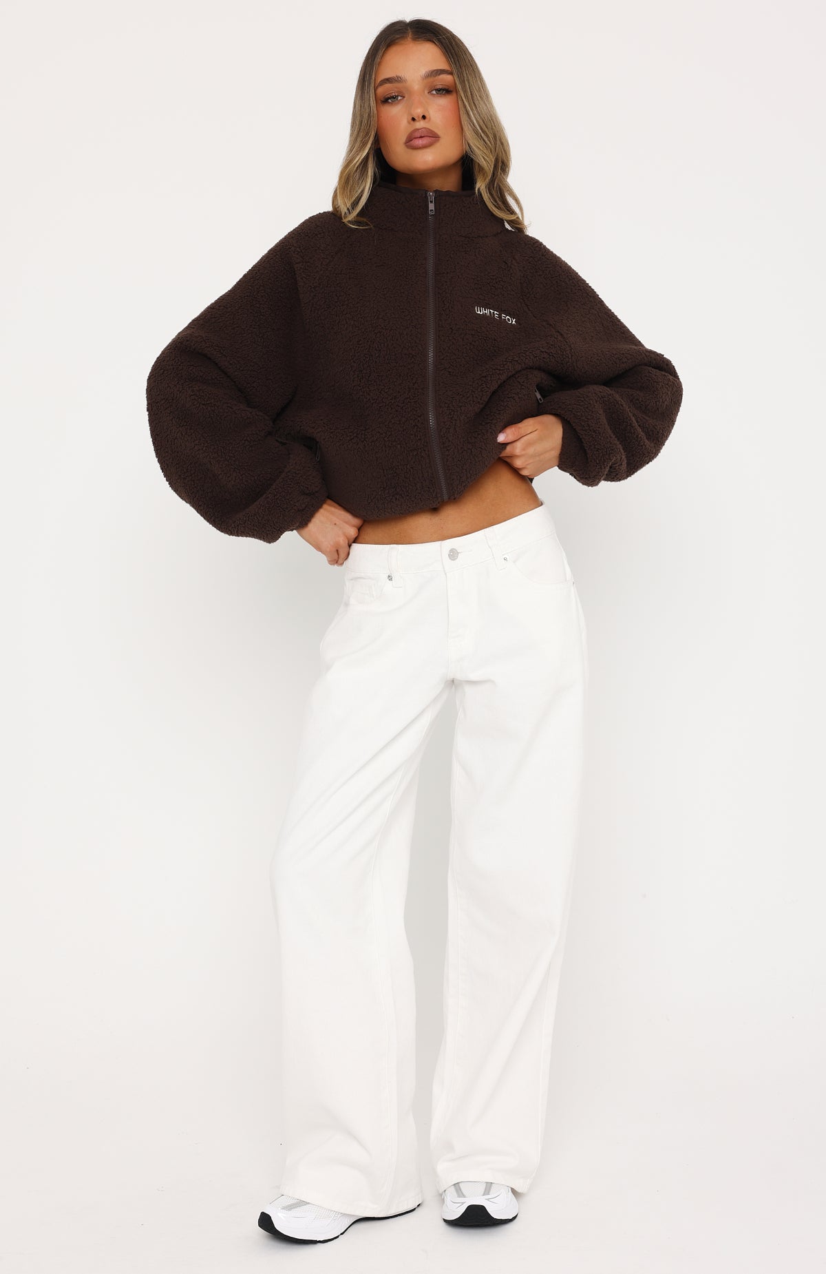 Calm Before The Storm Zip Front Fleece Sweater Chocolate