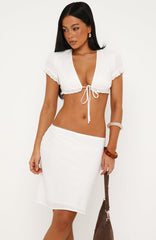 Ready Steady Love Cropped Short Sleeve Top White