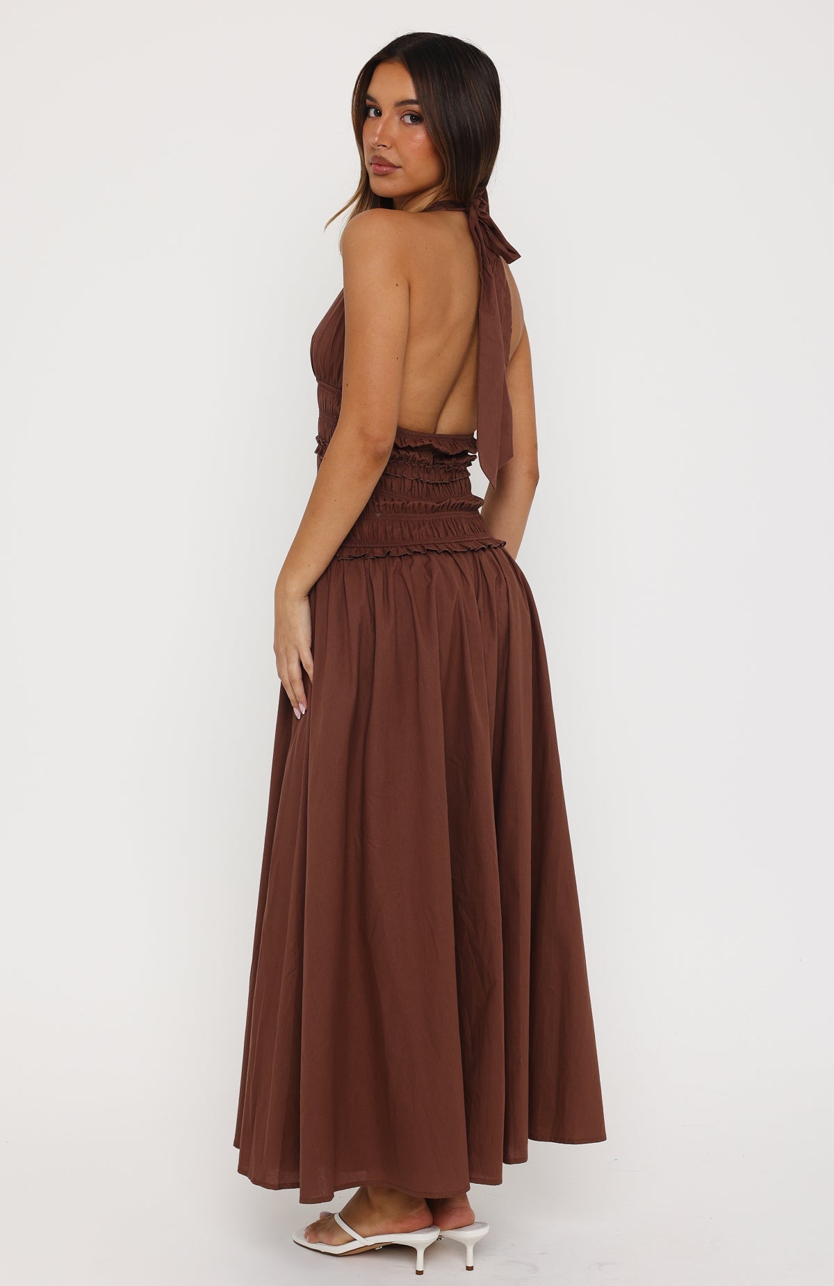 Lucky Enough Halter Maxi Dress Dark Chocolate