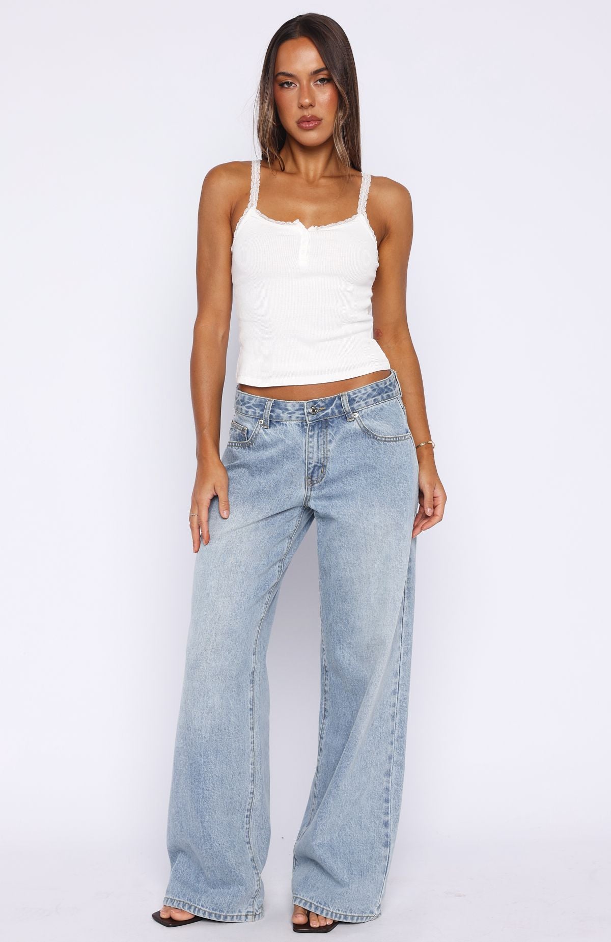Holding On To You Lace Trim Top White