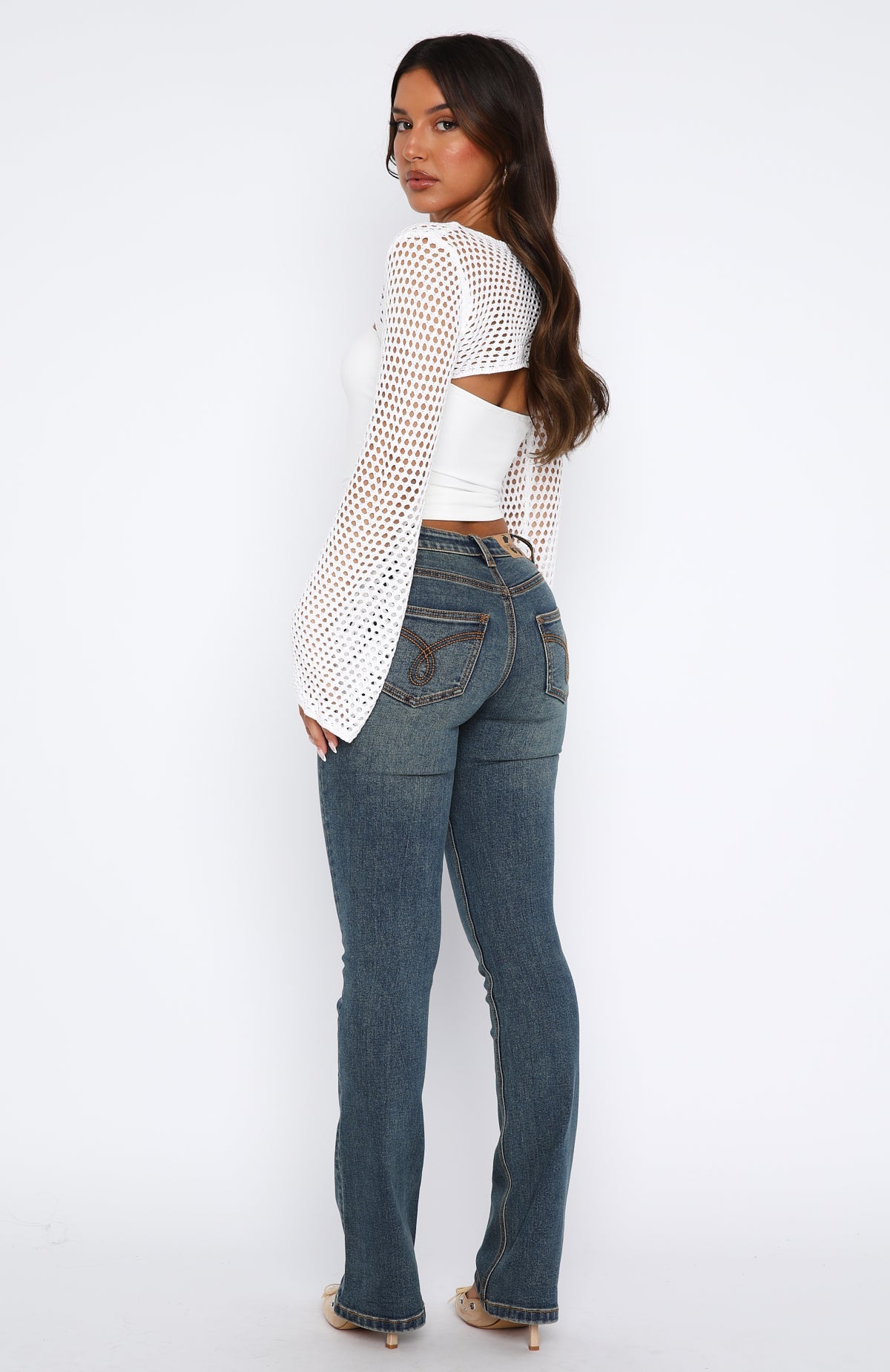 Wait For No One Low Rise Bootleg Jeans Mid Vintage Blue Wash