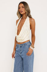 Come Back For More Cowl Halter Top Cream