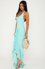 Main Character Energy Mesh Maxi Dress Aqua