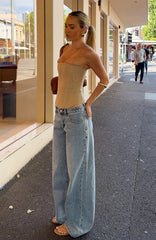 Maeve Low Rise Wide Leg Jeans Light Blue Wash