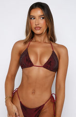 Kailani Sequin Bikini Top Dark Cherry