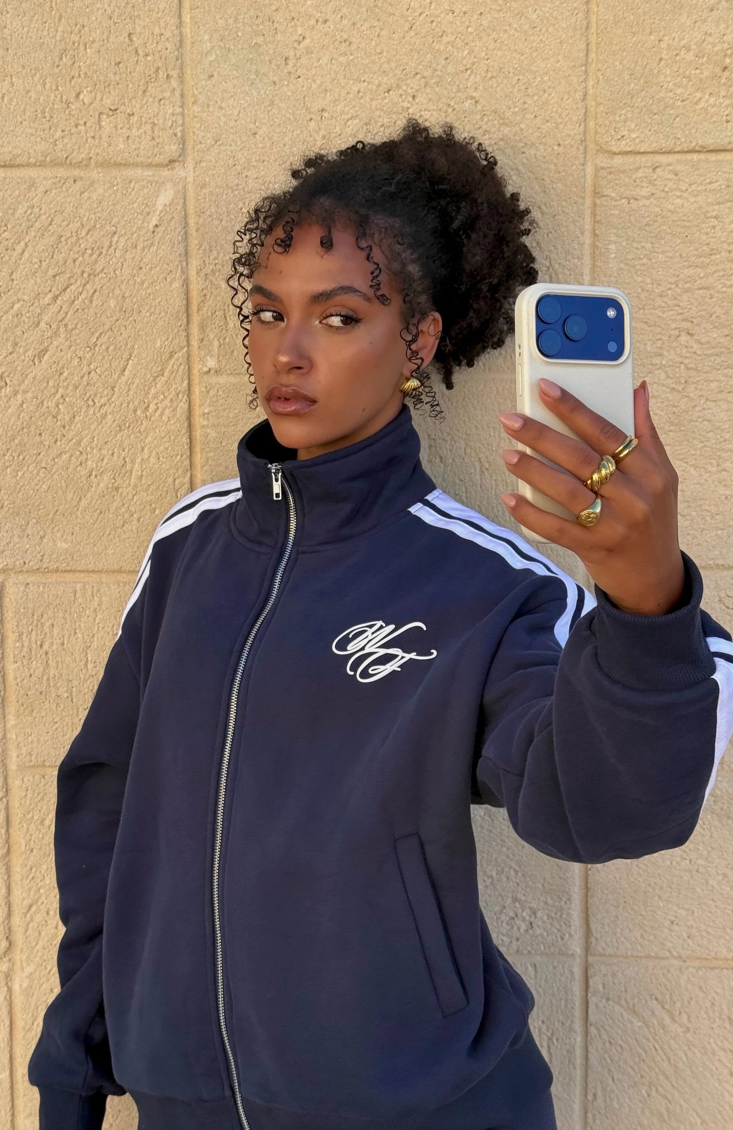 Studio 17 Odessa Oversized Zip Jacket Navy
