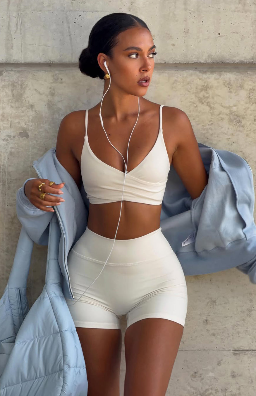 Keep Moving High Waisted Shorts Cream
