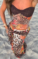 Hot Stitched Strapless Bustier Wild Hibiscus